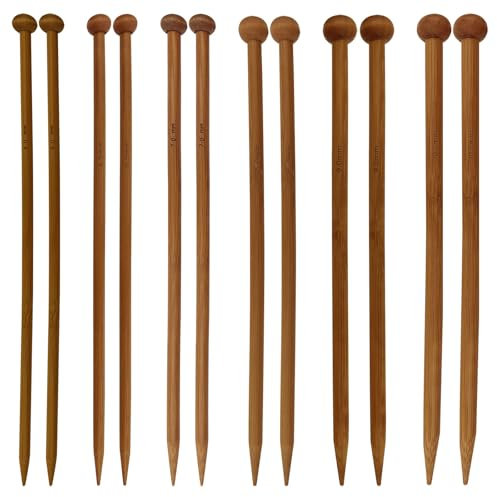 12PCS Knitting Needles.Wooden Crochet Hooks Set,Different Sizes Bamboo Knitting Needles, Warm Wooden Knitting Needles for Arthritic Hands, DIY Handmade Wool Sweater Scarf for Beginner