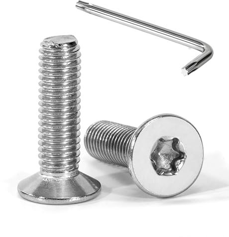 Tunejoy Tornillos de Cabeza Avellanada Torx M8 x 30 mm Tornillo Avellanado Mecánico de Acero Inoxidable A2 V2A con T40 llave Rosca Completa 20 Piezas