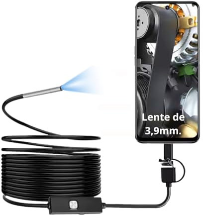 Telecamera di ispezione endoscopica 3in1, videoscopio con obiettivo da 3,9 mm, telecamera HD 1280*720P, 6 luci LED, cavo semirigido da 1,5 ml, impermeabile IP67, compatibile con Android, PC (non iOS)