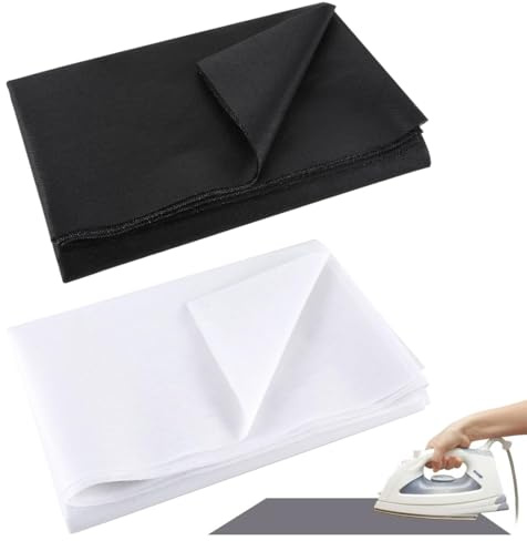 MOLZINY Pack of 2 Ironing Fleece Fabric Self-Adhesive Iron-On Inserts Non-Woven Fabric Iron On Non-Woven Fabric Thick Style Ironing Fleece Ironing Insert for Ironing Pleats Sewing Craft Reinforced