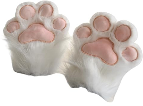 Cazqgoy 1 par de mitones de tacto de pata de gato de felpa, mitones de pata de gato, guantes de pata de gato, guantes de tacto de pata de gato de felpa de tacto de pata de gato de felpa para Therian