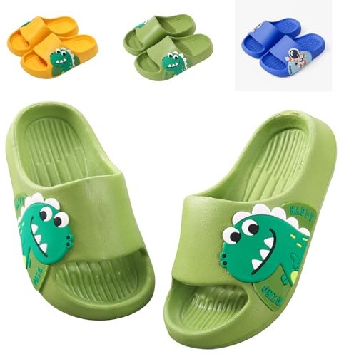 Fadezar Kids Sliders Girls Boys Bow Dinosaur Summer Slippers Anti-slip Kids Flip Flops for Toddler Beach Pool Slide Sandals