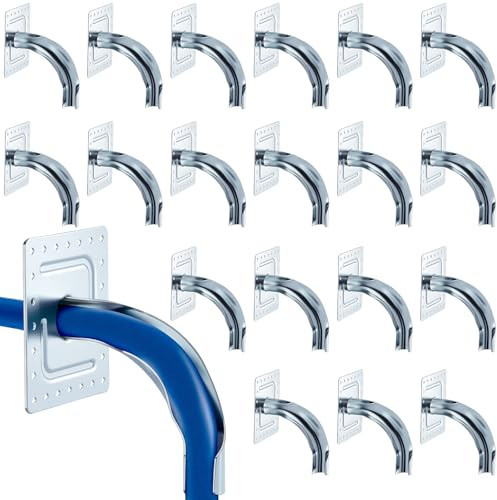 Otoolling 20 Pack 1/2 Inch Pex Tubing Bend Support Mounting Plate for 5/8 0d Tubings, Galvanized Metal, Provides 90 Degree Turns for Pex Pipes