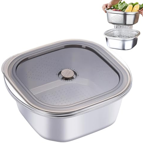 Juego de colador de cocina de acero inoxidable y cuenco, colador de pasta de acero inoxidable de 3600 ml con tapa, cuencos para mezclar, cuenco para arroz, colador para pasta, frutas y verduras