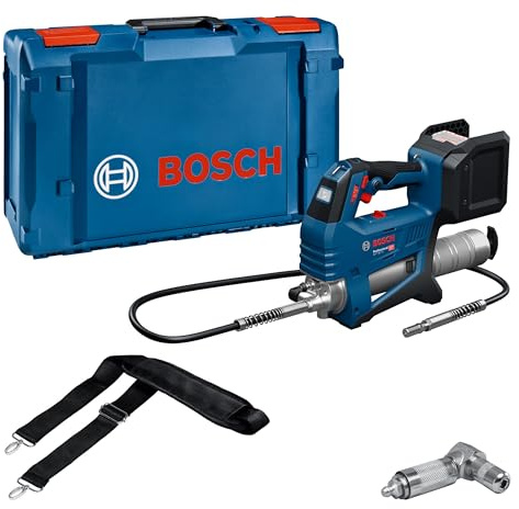 Bosch Professional 18V System Ingrassatore a batteria GFP 18V-10 (pressione di esercizio max. 10.000 psi, portata max. fino a 320 g/min., incl. accoppiatore a 90°, tracolla)