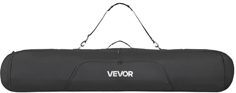 VEVOR Borsa da Snowboard, Fino a 165 cm, Borsa Imbottita per Sci e Snowboard, Tessuto Oxford Impermeabile 600D, con Cinghie Interne Regolabili, per Occhiali, Guanti, Casco e Scarponi Nero
