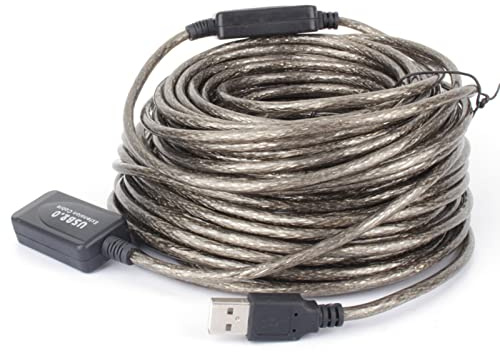 Ausla 20M USB 2.0 Active-förlängningskabel, Hållbar Svart USB-förlängare med 480 Mbps överföringshastighet för Skrivare och Kameror