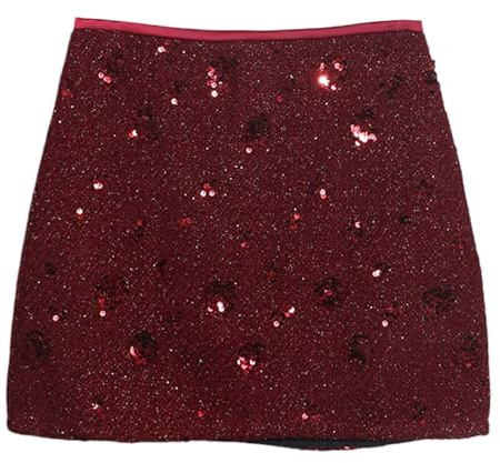 Gonna con glitter da donna, elegante gonna avvolgente con paillettes, per feste, feste e Capodanno, con brillantini, per carnevale, per feste