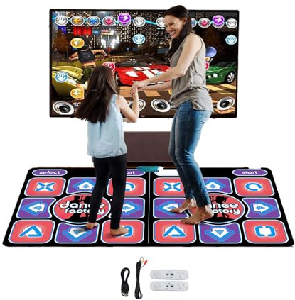 Tappeto da Ballo 2 in 1 per TV e PC, Tappeto da Ballo Elettronico con 2 Controller di Gioco, Tappeto da Ballo LED con Luce/100 Canzoni/3 Modalità di Gioco, per Fitness, Danza, Yoga (Gioco per Due