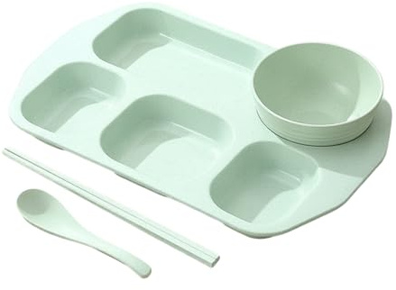 Genérico Platos Con Compartimentos,Vajilla De Hogar Con 5 Compartimentos - Plato para Separar Alimentos,para Comidas en Casa Oficina Escuela Guarderia Restaurante Niños Jóvenes y Adultos