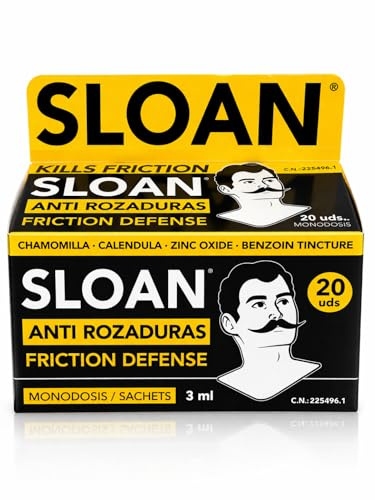 SLOAN Anti Rozaduras Monodosis 20x3ml – Barrera Protectora con 8% Óxido de Zinc – Previene Irritación y Fricción – Ideal Deporte y Piel Sensible