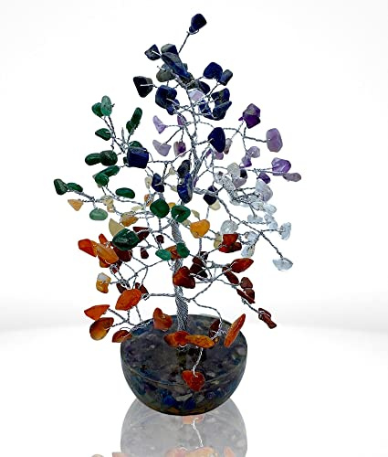 DOJA Barcelona | Arbol 7 Chakras | Arbol de la Vida Pequeño Cristales Curativos | Piedras Chakras, Piedras Naturales Curativas Decorativas, Minerales Naturales, Arbol Decorativo Piedras Protectoras
