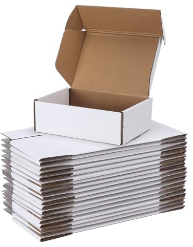 PHAREGE 6x4x2 inch Shipping Boxes Bulk 25 Pack White, Tab Lock Tuck Top Mailer Boxes for Packaging Small Business, Small Cardboard Gift Boxes for Wrapping Mailing Present