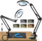 ELITUN Lupe mit Licht, 10X LED Lupenleuchte,Arbeitsplatzlampe mit Klemme und Basis,5 Farbmodi 10 Stufenlos Dimmbare,Tischlampe Lupe für Bastelnn,Lesen