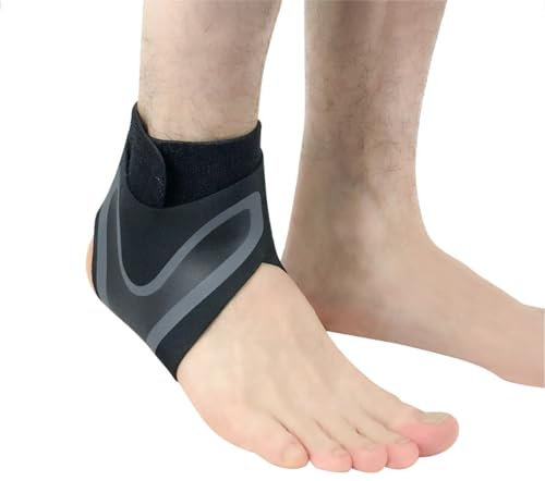 Wambere 1 styck ankelbandage, justerbart ankelbandage fotled, elastiskt ankelbandage, sport skyddar fotledsbandage sportigt fotledsstöd för fotleden, grå höger, L