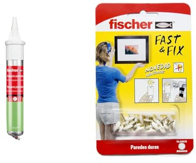 fischer - Masilla Adhesiva Repara Paredes, Aplicable En Pladur, Cemento & Colgador Basico Especial Cuadros, colgar cuadros pared, colgar fotos