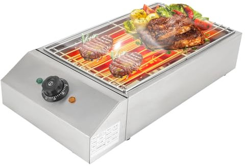 Barbecue elettrico da tavolo, barbecue elettrico con griglia rimovibile in acciaio inox, 2600 W, temperatura regolabile con vassoio antigoccia dell'olio, per picnic, feste, campeggio, ecc