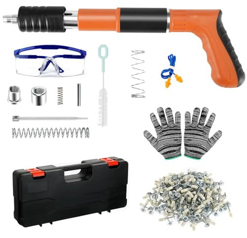 WOOLUCK Manuell spikpistol med 200 runda stålspikar, justerbar nagelpistol, bärbar pistolspikpistol
