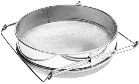 Jvjggag Honigsieb, Edelstahl-Honigsieb, Honigfilter, Bienenzuchtausrüstung, Netzfilter, Doppelsieb, Netzfilter für Imker