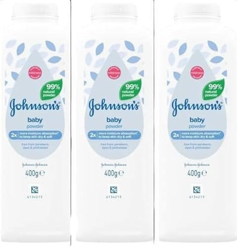 Johnson’s Baby Powder 3 Pack 1200g | Gentle Talc for Soft Smooth Skin | Hypoallergenic Formula for Daily Use | Unisex Baby Care Essentials | Keeps Skin Dry & Fresh