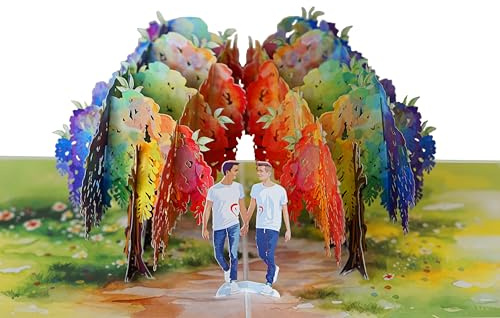 Pop Up jubileumskort |3D alla hjärtans dag mors dag födelsedag tackkort (storlek 15 x 20 cm - romantiskt gay par)