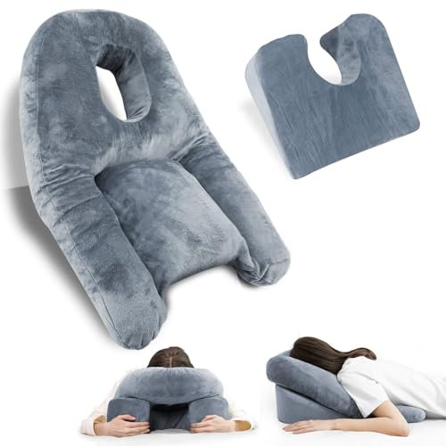 HOMCA Almohada Boca Abajo Después del Ojo, Almohada para Dormir con Agujero para Desprendimiento de Retina Durante la Recuperación, Almohada de Masaje, Almohada Facial de SPA