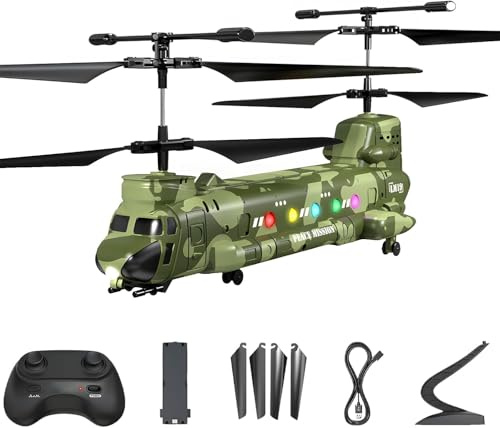 OBEST RC Helicopter,Remote Control Helicopter,Twin-Propeller with Altitude Hold,One Key take Off/Landing,RC Toys with Light, Military Toy Kids, Models for Boys