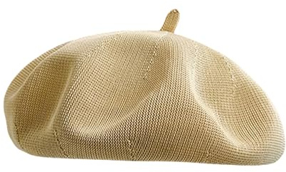 HIQIU Baskenmütze Damen Sommer Dünne - Ultra Leichte Atmungsaktiv Barett Cap Damen Künstler Malerhut Beret Frühling Freizeit Beanie Cap (DE/NL/SE/PL, Numerisch, 56, 58, Beige)