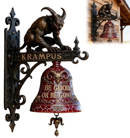 Bigfoot - Campanello di avvertimento per esterni, Krampus/Bigfoot, in metallo, da appendere, per giardino e campeggio, decorazione natalizia a campana, regalo unico per chi ama aggiungere umorismo e
