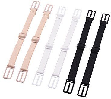 6 Piece Bra Strap Clips Elastic Non-slip Strap Holder, Black, Beige, White