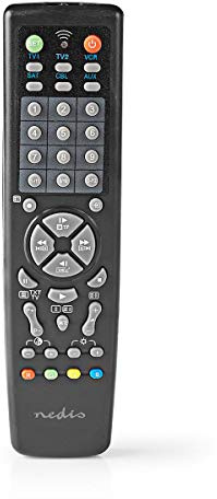 NEDIS Universal-Fernbedienung | Vorprogrammiert | 10 Geräte | Speichertasten/TV Guide-Taste | Infrarot | Schwarz Schwarz, TVRC2200BK