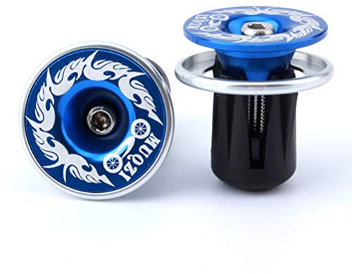 Vosarea Fahrradzubehör Fahrrad Lenker Endkappen Metall Aluminiumlegierung Lenkerstopfen Endstopfen Lenkergriffe Fahrradgriffe Bar Endkappen Stecker für Rennrad BMX Fahrrad Zubehör Blau