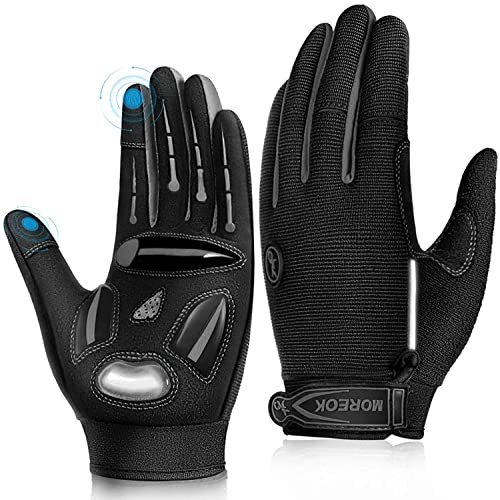 Bike Cycling Gloves for Men Women,Touchscreen Full Finger Shock-Absorbing 5MM Gel Pads MTB Road Bicycle Gloves for Mountain Biking,Running,Hiking,Outdoor Sports-Gray-XL