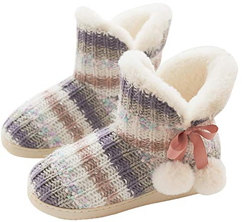 Rojeam Zapatillas de Estar por Casa para Unisexo Botas de Casa Invierno Pantuflas Peluche Cerradas, Rosa, 38/39 EU