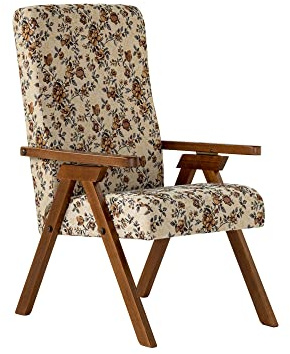 Poltrona legno FIAMMETTA ESSEGI SRL Relax reclinabile tessuto CAMELOT Fiori Beige Sfoderabile