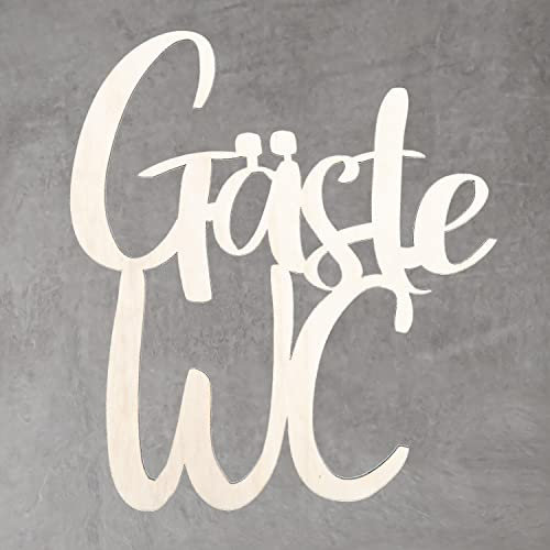 Logbuch-Verlag Gäste-WC Türschild Holzschriftzug 20 x 22,5 cm natur - Tür WC-Schild aus Holz Gästebad Gästetoilette