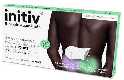 Initiv Patch dos – Soulage la douleur jusqu’à 5 jours – Dispositif Médical – Patch résistant à l’eau, sans effet chauffant, ni refroidissant - Boîte de 3 patchs - Sans actif médicamenteux - Adultes