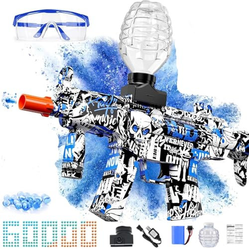 Electric Gel Ball Blaster, High Speed Automatic Splatter Ball Blaster with 60000+bullet and Goggles, Rechargeable Splatter Ball Toys for Outdoor Activities Shooting Game Party Favors,water bullet.