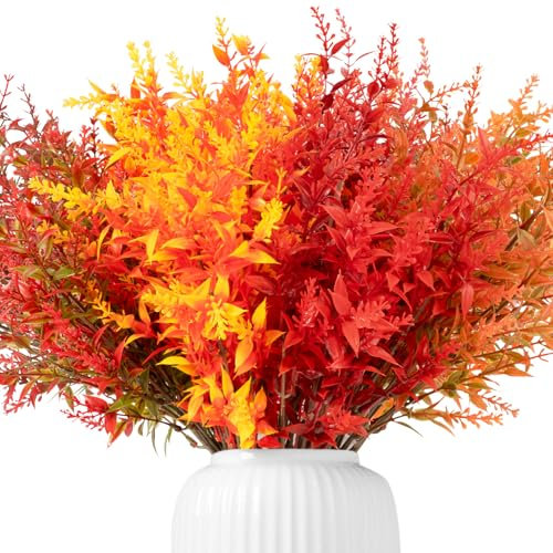 BOFUNX 12pcs Fiori Artificiali Autunnali Foglie Autunnali Artificiali Fiori Finti Autunnali da Interno Esterno Bouquet Decorazioni Autunnali per Raccolto Autunnale Ringraziamento Halloween