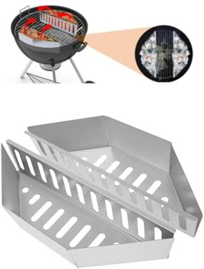 JyqPcm Paniers à Charbon Char，Char-Basket en Acier Inoxydable, Paniers à Charbon de Bois pour Chaleur Directe et Indirecte, 38.5 x 11 x 7.5 cm（2 pièces）