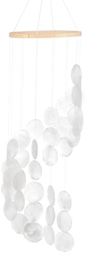 M METERXITY Carillon Éolien en Coquillage pour l'Extérieur, Carillon Éolien en Coquillage et Verre de Mer pour l'Extérieur/Le Patio/Le Jardin, Décoration de Carillon Éolien Artisanale [Blanc]