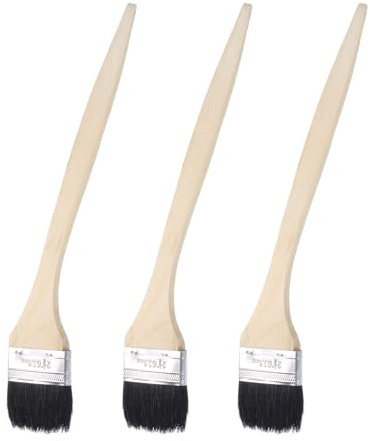 uxcell 3pcs Bent Radiator Paint Brush 2.5 Width Curved Wall Paint Soft Bristle Brushes with Long Wood Handle for Painting DIY Wall Treatment