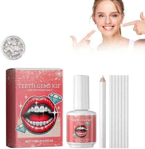Eazerom 03 Zahn Edelstein Set,DIY Zahn Edelstein kit,Zahn Schmuck Dekor, Teeth Gems Kit für Reflektierende Zahnverzierungs-Dekoration,Set zum Selbermachen mit Kleber,für Zahndekoration