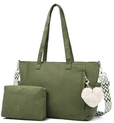 Makukke Cord Tote Bag Shopper Tasche Damen Umhängetasche Groß Handtasche Schultertaschen für Arbeit Büro Reisen Einkaufen Schule