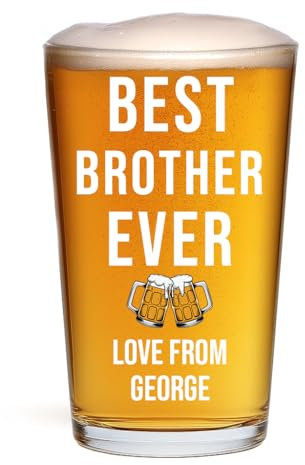 Chicken Craft Personalised Pint Glass Gift for Brother – Best Brother Ever Beer Glass – Custom Name & Message – Birthday, Christmas or Thank You Present from Sister or Brother