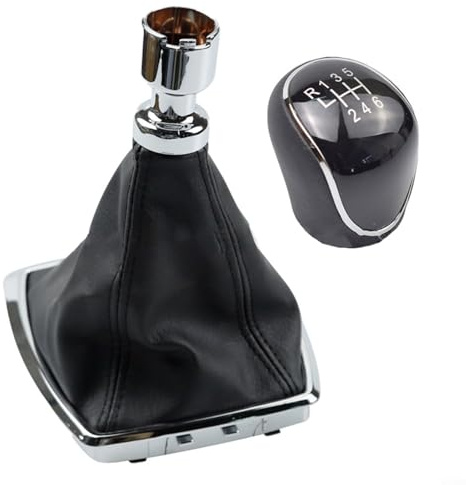 VRTYVEYBB Pomo de 6 velocidades y funda de palanca de cambios cromada para Ford Kuga 2008 2012 y C Max 2008 2010, diseñado para mejorar la apariencia de la cabina del vehículo