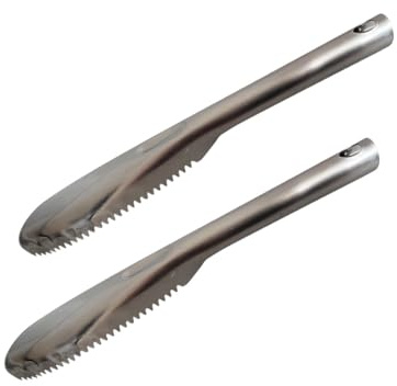 Zucosue 2-Pack Fish Scale Remover, Serrated Seafood Scraper with Non-Slip Handle, Professional Deboning and Scaling Tool for Chefs, Anglers, Seafood Processors