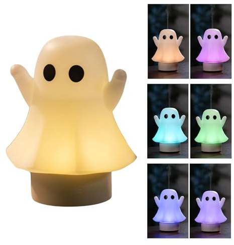 Diffuseur d'Aromathérapie | Diffuseur d'Huiles Essentielles 120ml Design Fantôme avec Lumière Colorée | Pour Purification Air Sommeil Spa | Maison Bureau Hôtel Voiture Salon Vacances Halloween