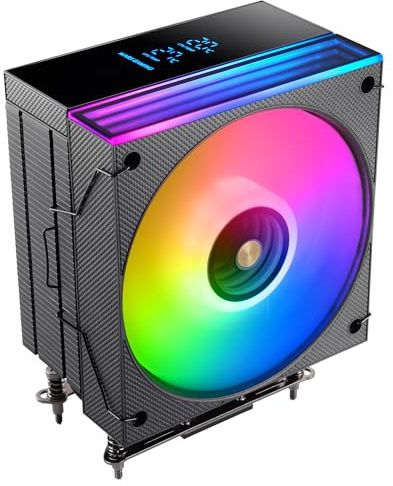 Mars Gaming MCPU-LCD, CPU Cooler 300W TDP, 6x HCT Heatpipes, 120mm Fan, LCD Screen, ARGB Dual Zone Infinity Mirror, Hyperbalanced Copper Core, Intel and AMD Compatibility, Black