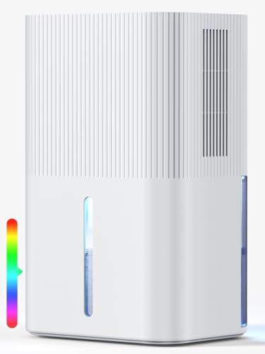 Deumidificatore elettrico da 2,7L per la casa, deumidificatore per camera da letto, silenzioso e con controllo touch, deumidificatore per bagno, spegnimento automatico e 7 LED. (bianco1150 ml/24 h)